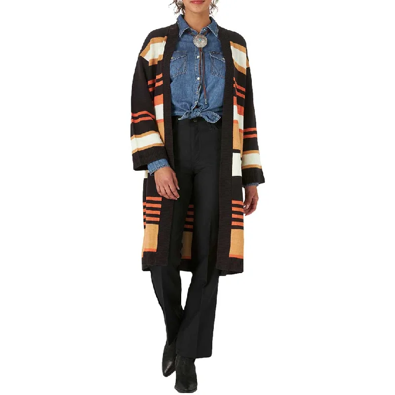 Wrangler Women's Retro Striped Long Cardigan Tailored Straight A-Line