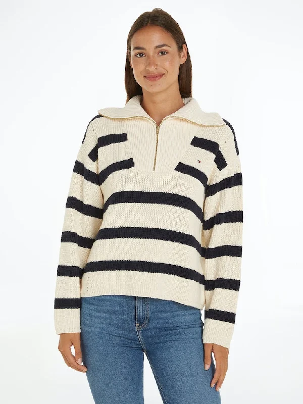 Cardigan Stitch Relaxed Half-Zip Jumper Machine Wash Dry Clean Hand Wash