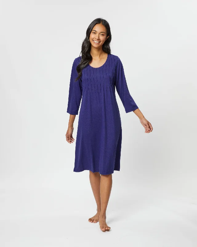 Women's French Pleat Midi Nightdress - Midnight