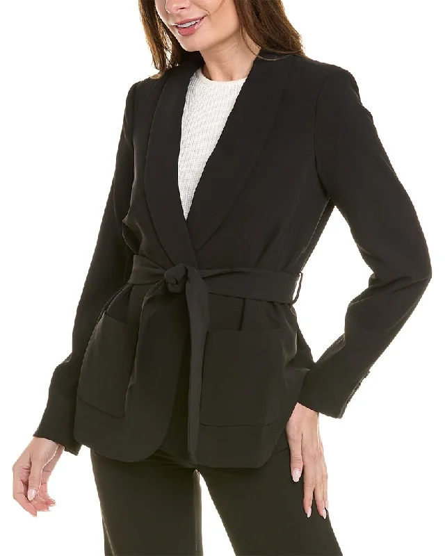 Brooks Brothers Crepe Belted Caviar Blazer