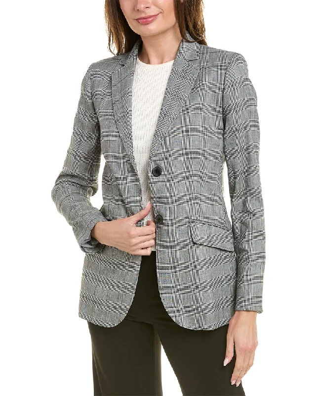 Brooks Brothers Glen Plaid Linen-Blend Blazer