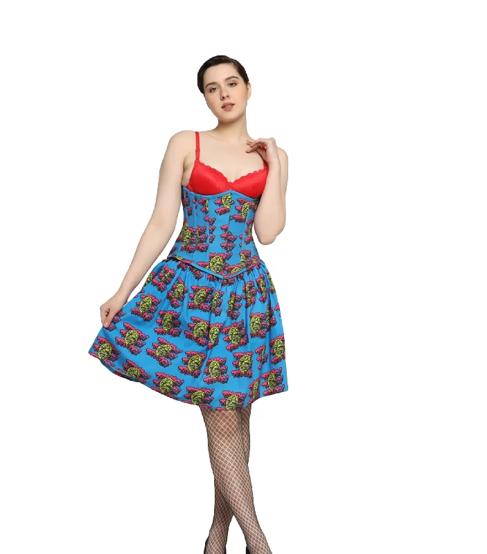 Devil printed Waist Reducing  Underbust Corset  Dress