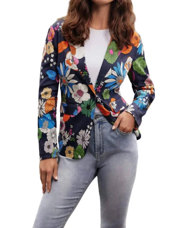 Floral Printed Blazer In Gardenia