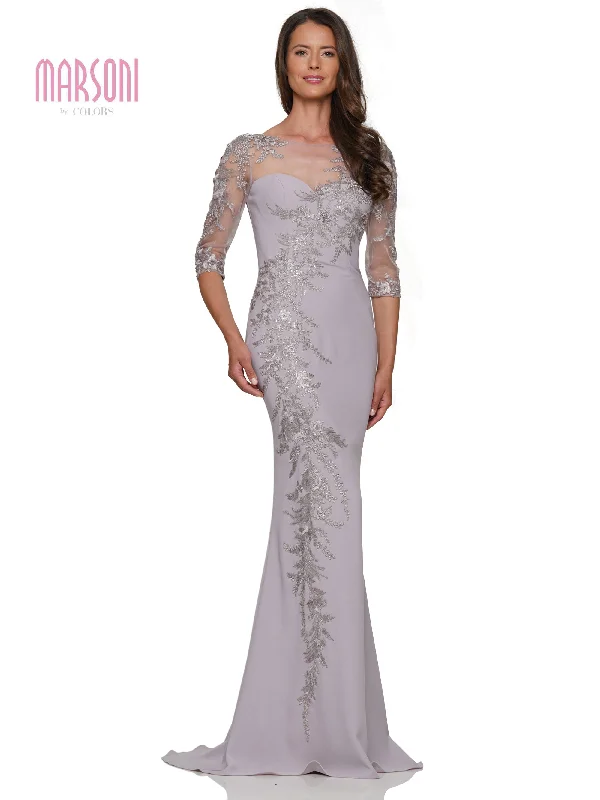 Marsoni MV1274 Mother of the Bride Quarter Sleeve Lace Applique Long Dress