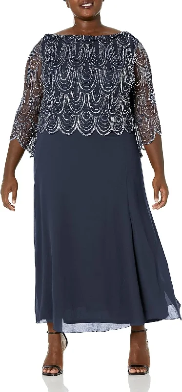 Navy 24W J Kara Plus Size Formal Long Dress Sale