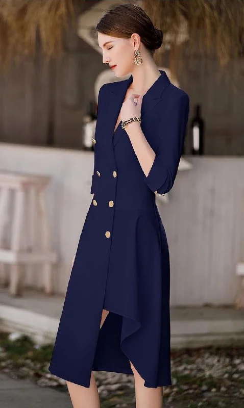 Navy Asymmetrical Tunic Blazer Dress