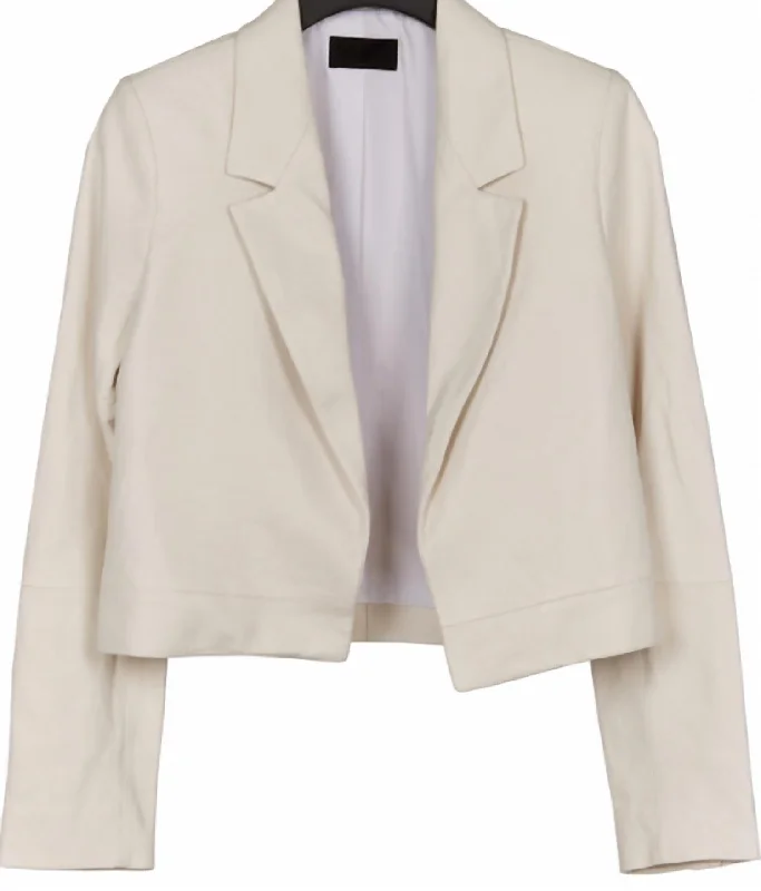 Wynn Crop Leather Blazer In Ivory