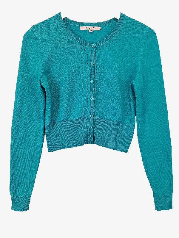 Review Teal Afternoon Tea Knit Cardigan Size 10