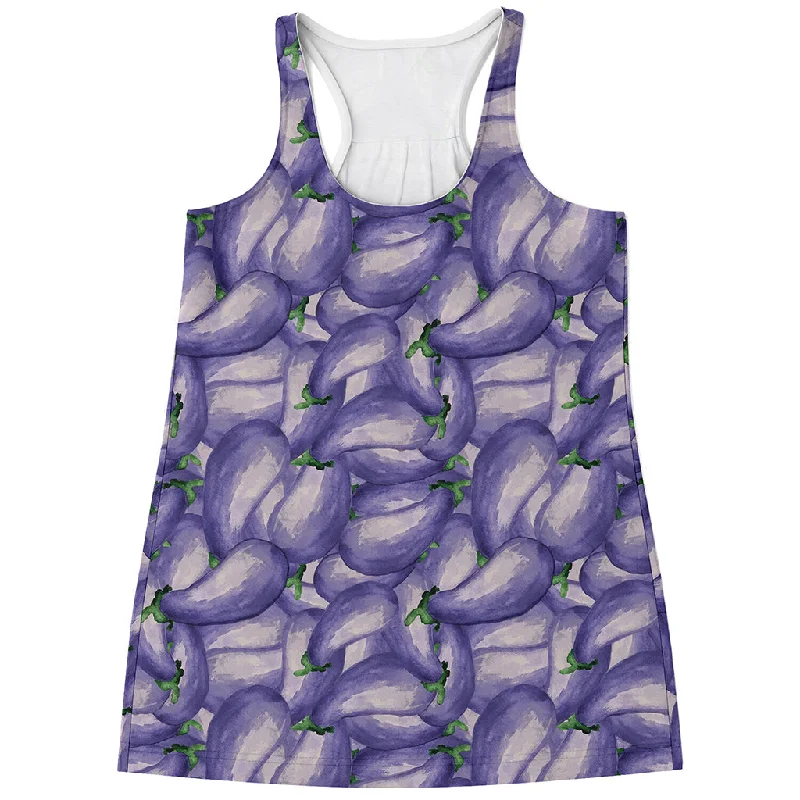 Watercolor Eggplant Print Women's Racerback Tank Top