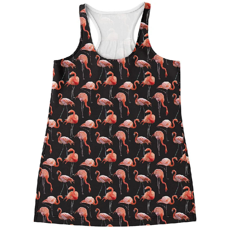 Watercolor Flamingo Pattern Print Women's Racerback Tank Top