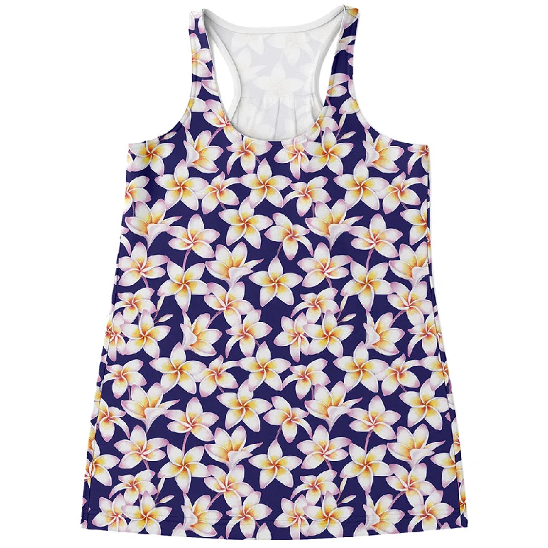 Watercolor Frangipani Flower Print Women's Racerback Tank Top