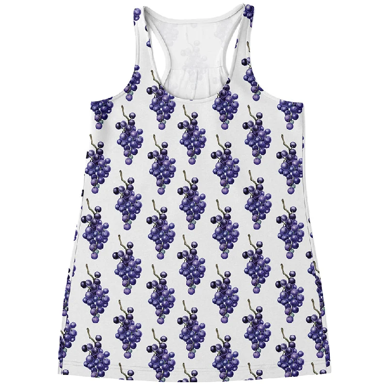 Watercolor Grape Pattern Print Women's Racerback Tank Top