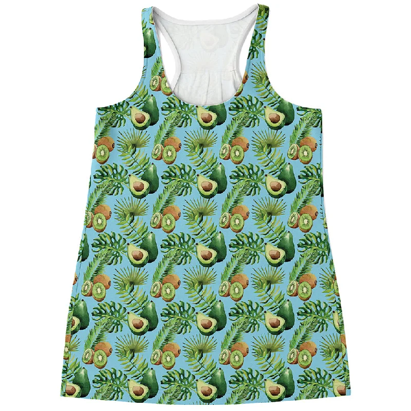 Watercolor Kiwi And Avocado Print Women's Racerback Tank Top