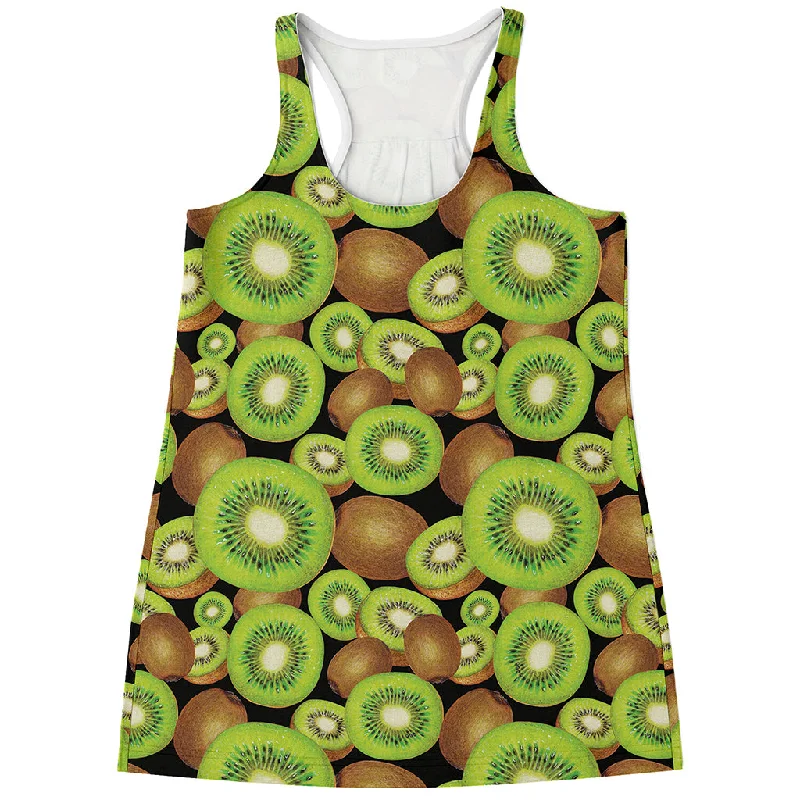 Watercolor Kiwi Pattern Print Women's Racerback Tank Top