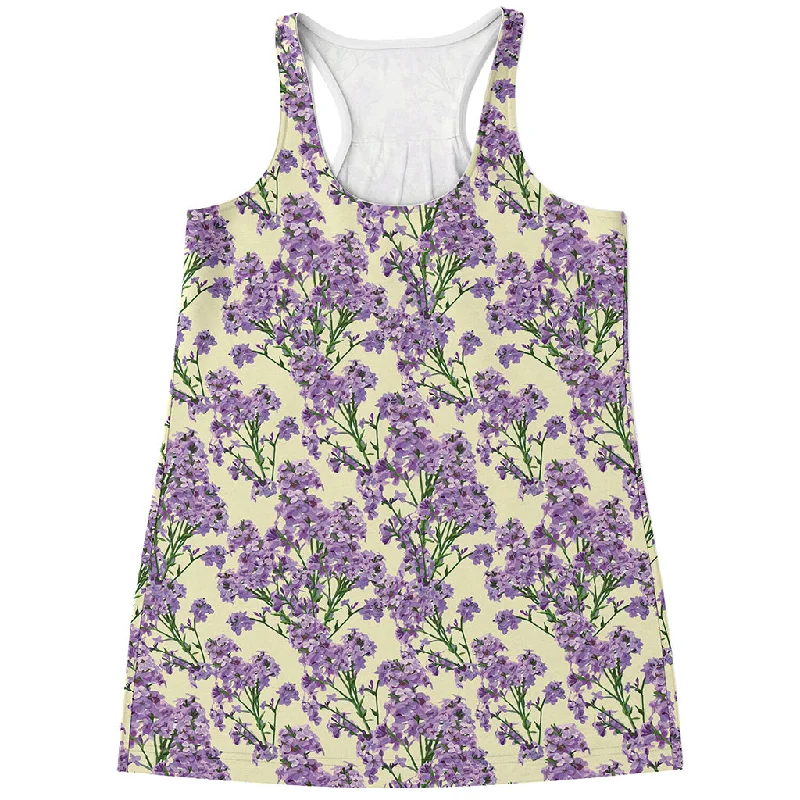 Watercolor Lavender Pattern Print Women's Racerback Tank Top