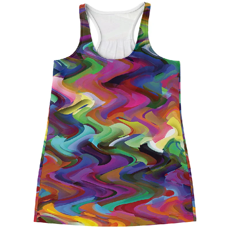 Watercolor Psychedelic Print Women's Racerback Tank Top