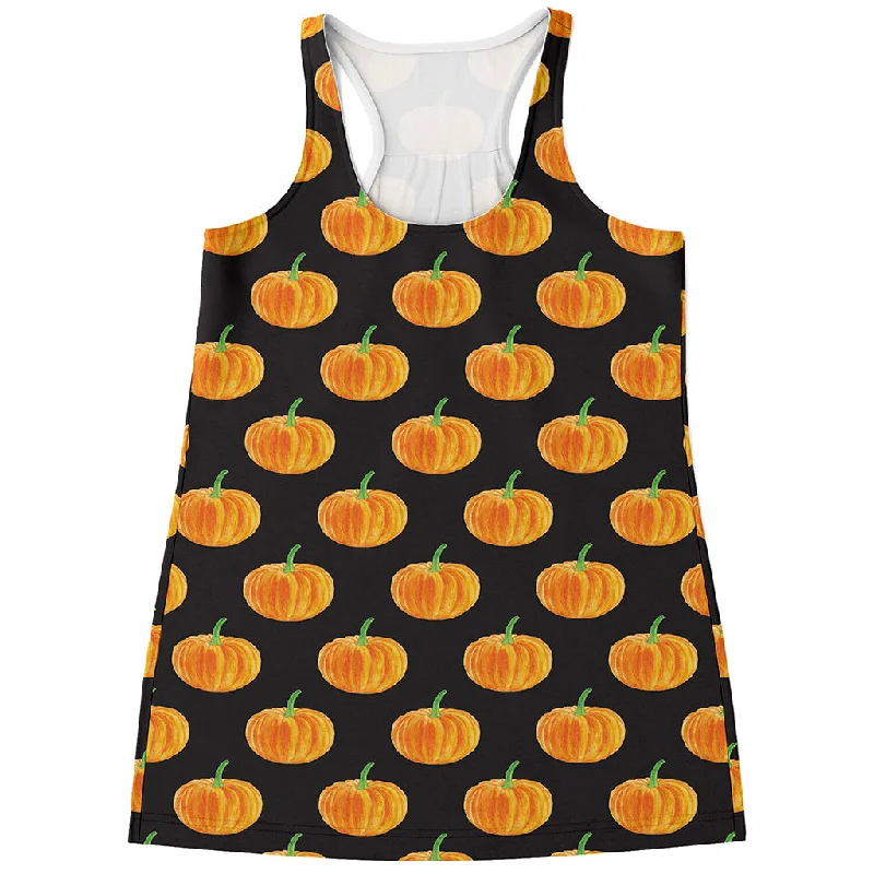 Watercolor Pumpkin Pattern Print Women's Racerback Tank Top