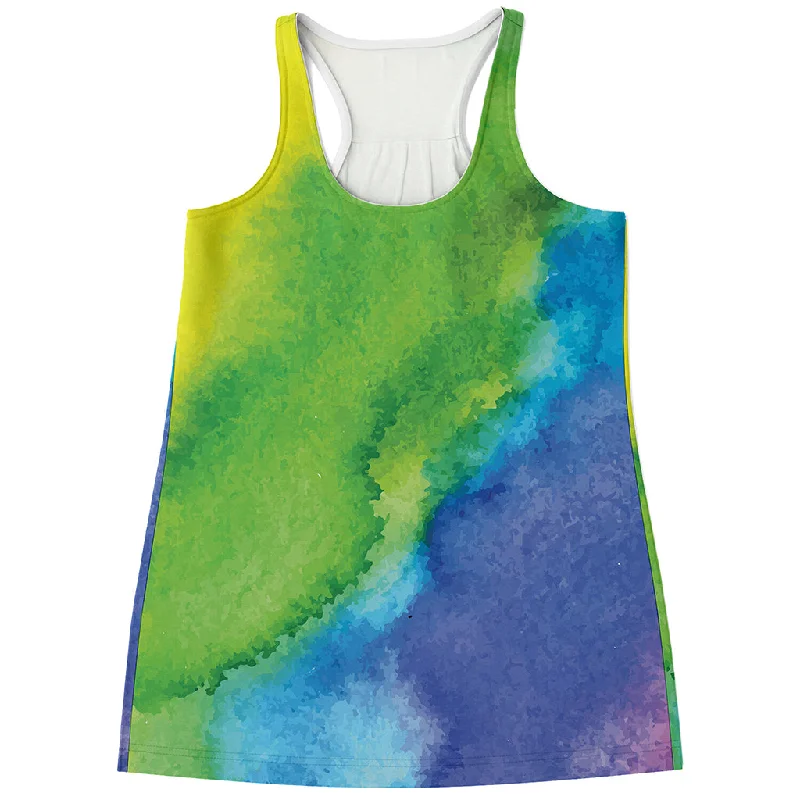 Watercolor Rainbow LGBT Pride Print Women's Racerback Tank Top