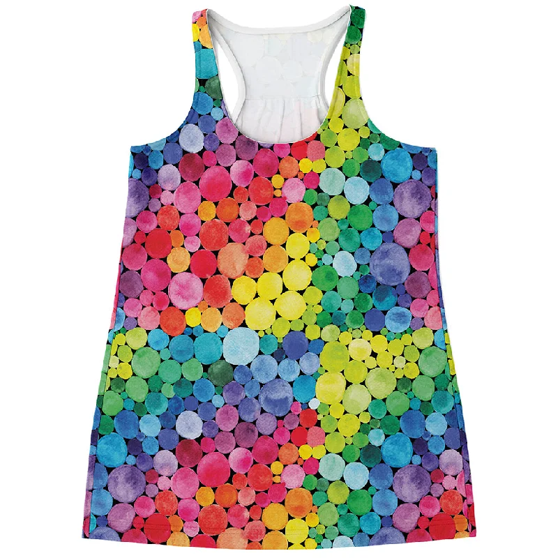 Watercolor Rainbow Pattern Print Women's Racerback Tank Top