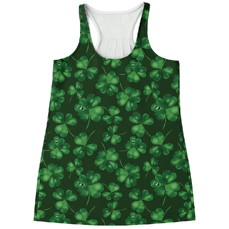 Watercolor Saint Patrick's Day Print Women's Racerback Tank Top