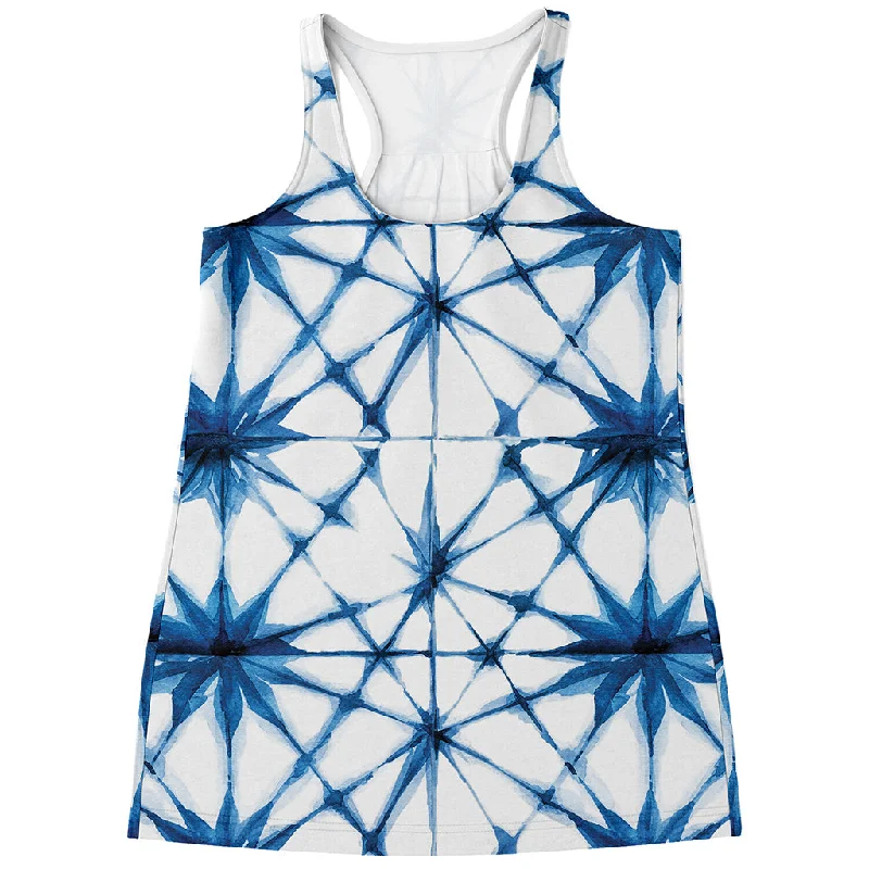 Watercolor Shibori Pattern Print Women's Racerback Tank Top