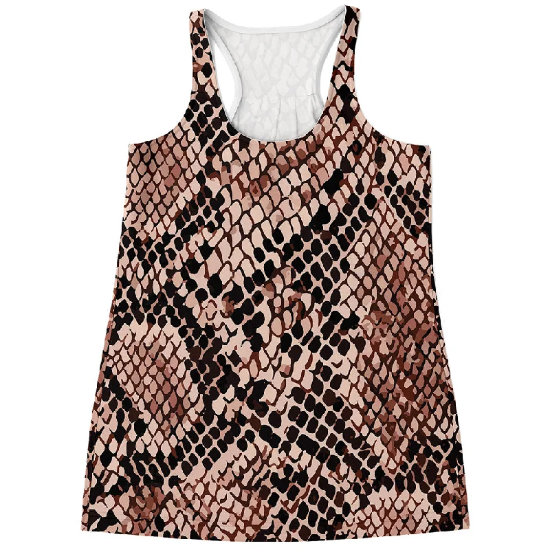 Watercolor Snakeskin Print Women's Racerback Tank Top